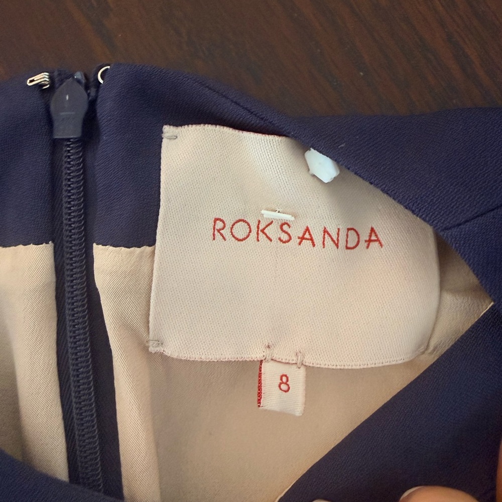 Roksansa Elegant Navy Blue Dress with Bow Sleeve Details - Picture 6 of 6